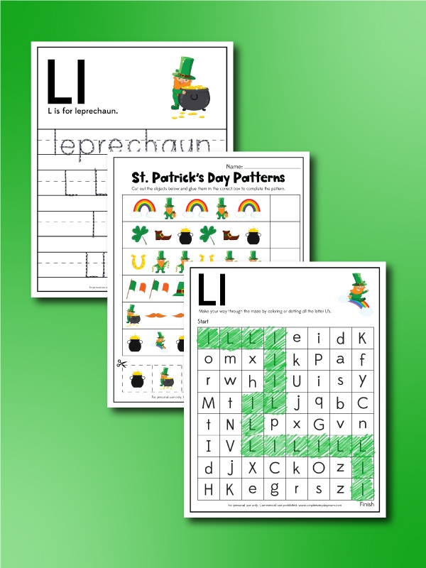 Children's St. Patrick's Day Rainbow Maze worksheet for numbers and counting practice