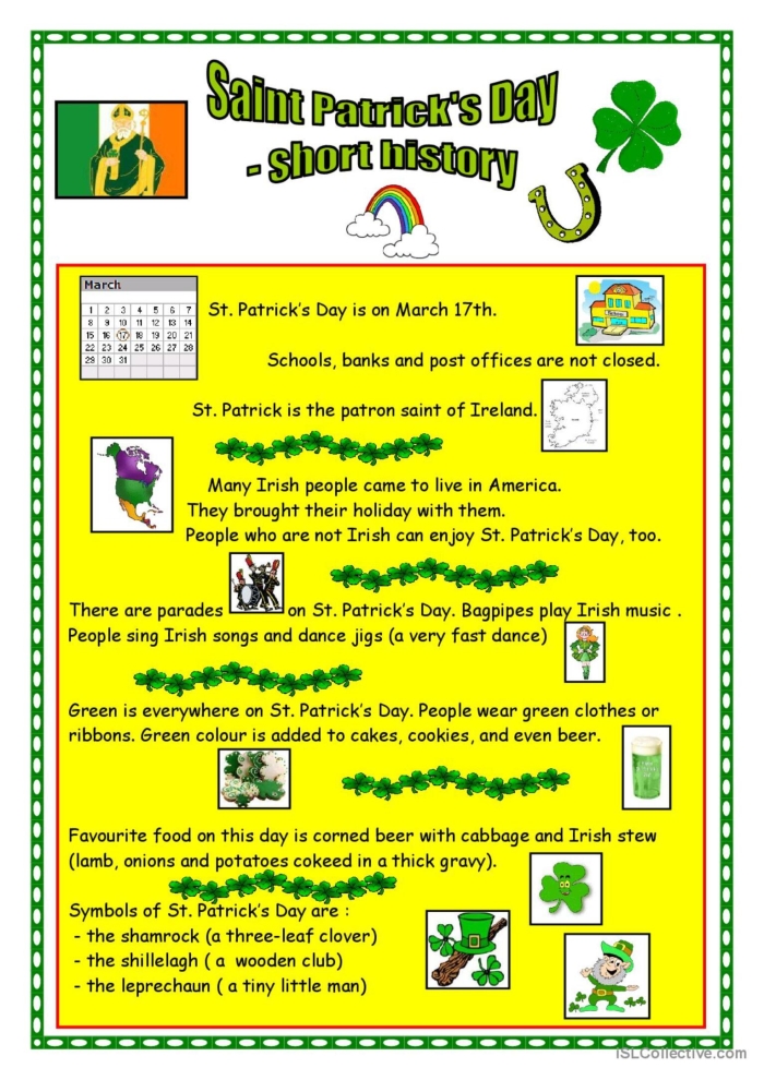 Engaging St. Patrick's Day history activity for young learners St. Patrick's Day crossword worksheet for second graders featuring fun facts and clues