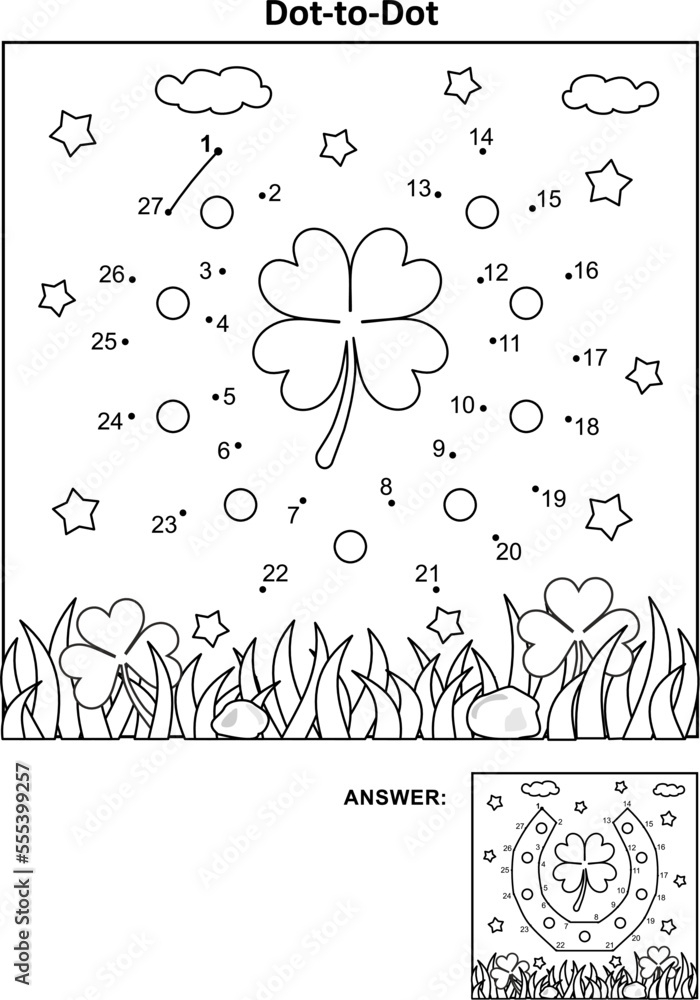 St. Patrick's Day connect-the-dots worksheet for kindergarteners focusing on numbers 1 to 46
