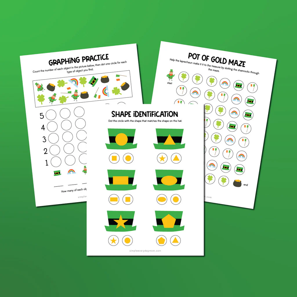 St. Patrick's Day connect-the-dots worksheet for kindergarteners to practice counting from 1 to 46