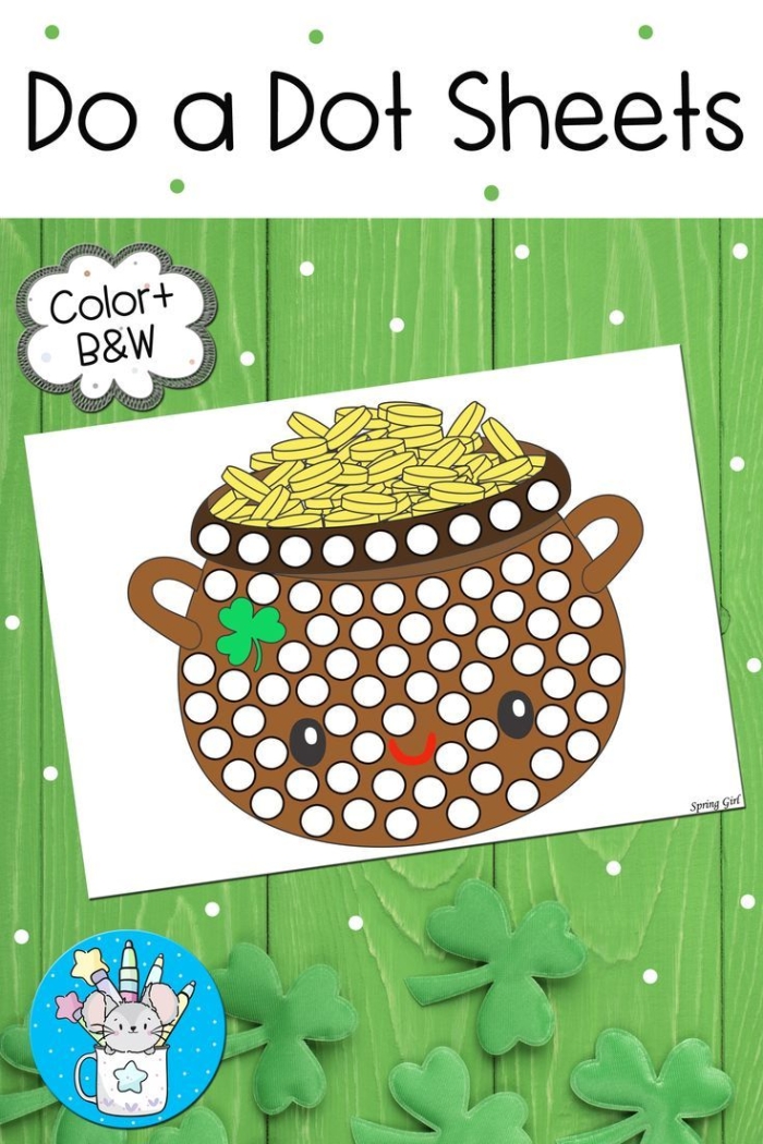 St. Patrick's Day Dot-to-Dot worksheet for kids, featuring numbers 1 to 46 for counting practice