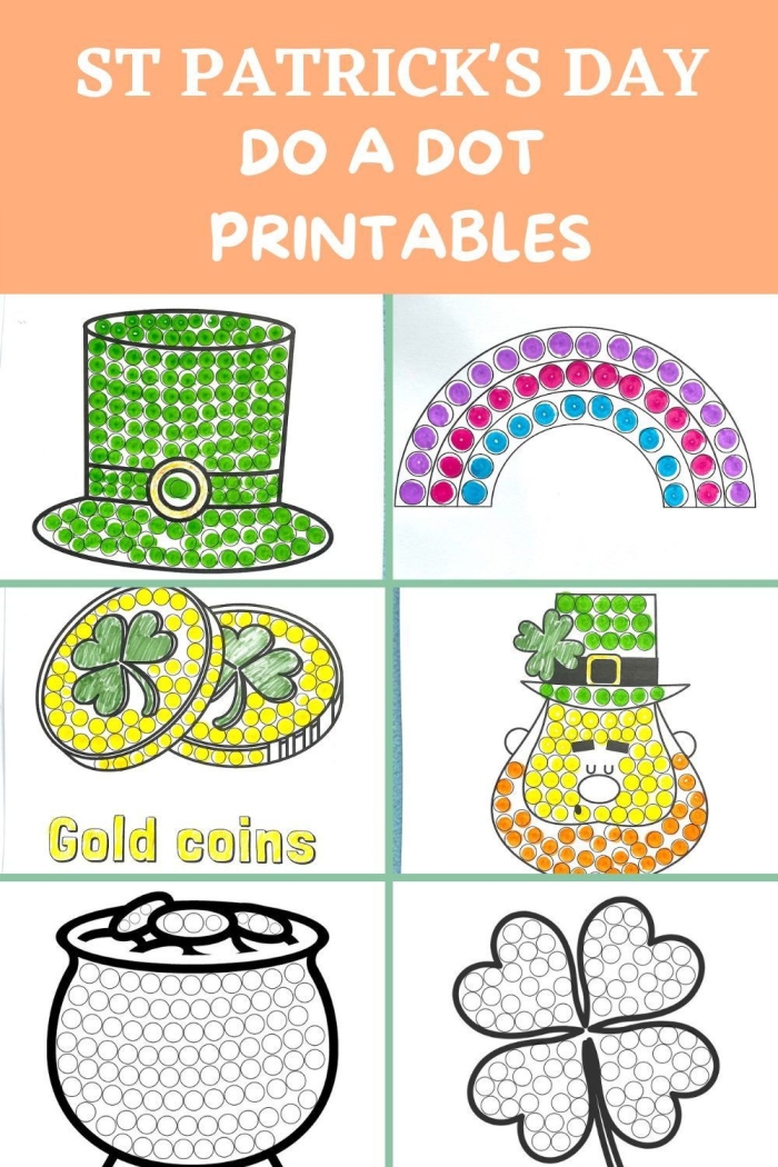 St. Patrick's Day dot-to-dot worksheet for first graders featuring numbers 1 to 77