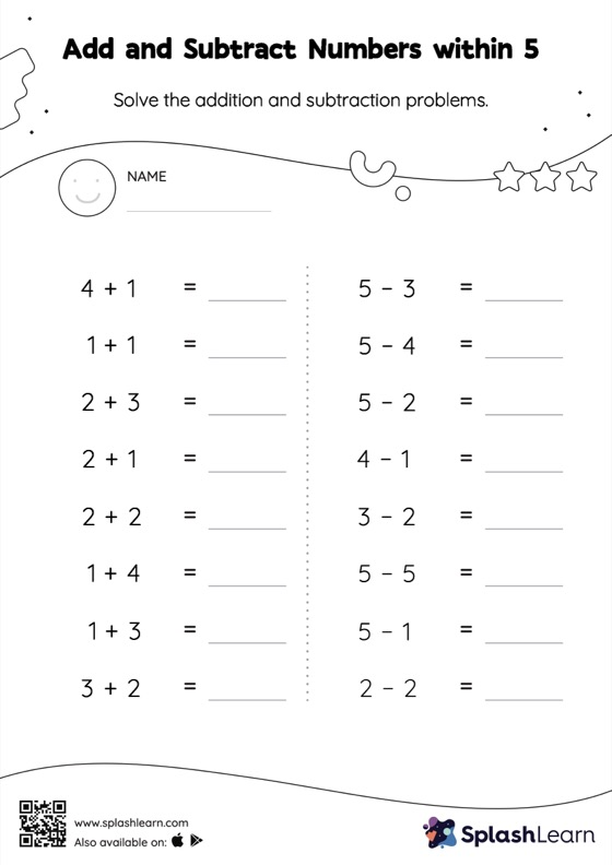 First grade student completing a St. Patrick's Day addition and subtraction math worksheet numbered nine