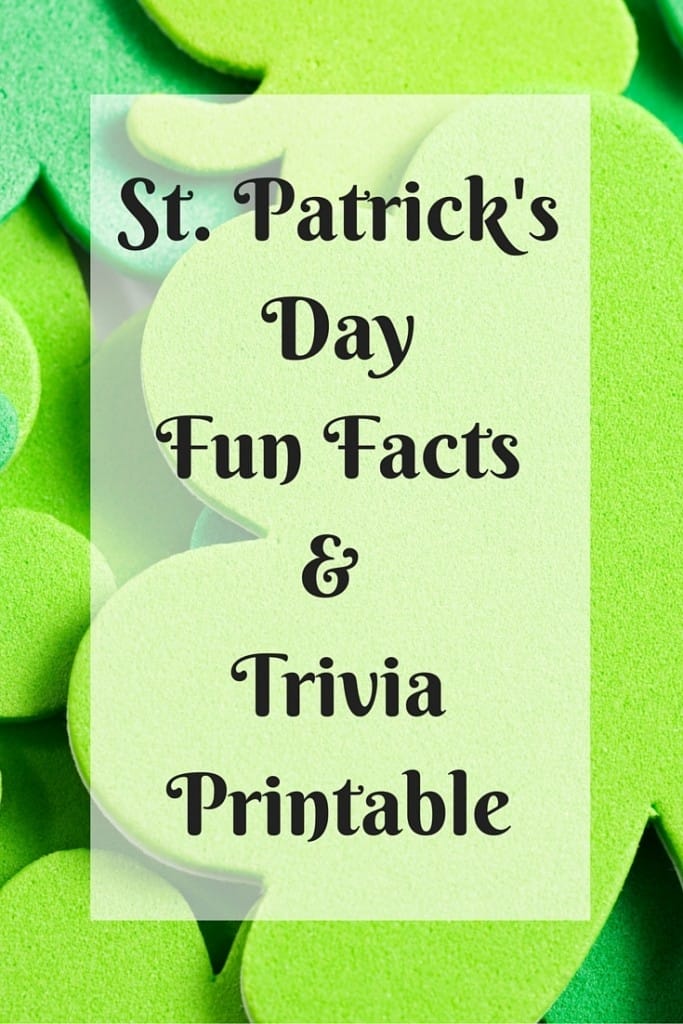 St. Patrick's Day Fun Facts worksheet for fifth graders featuring historical insights and festive imagery