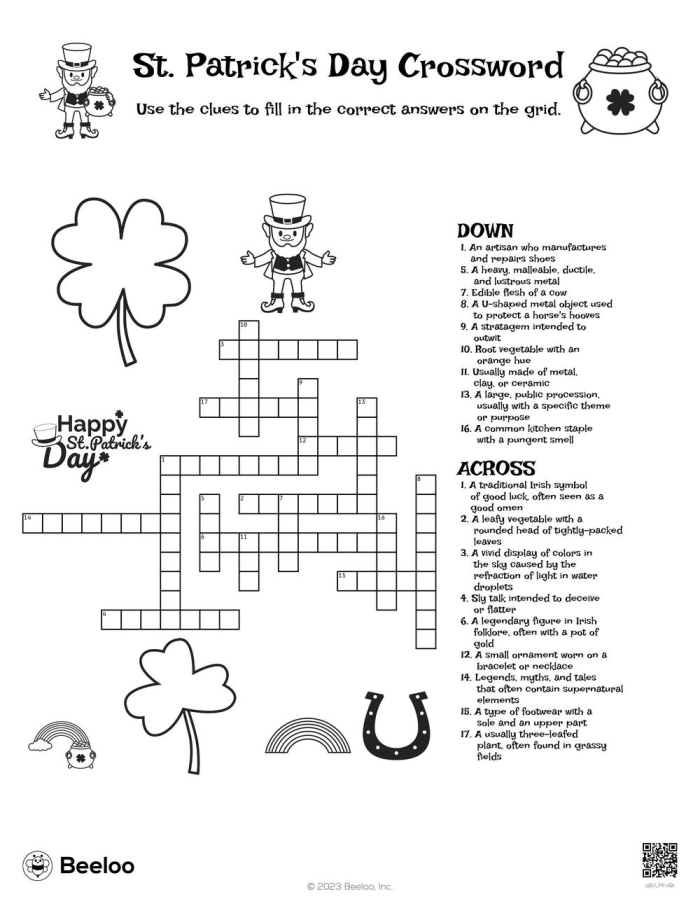 St. Patricks Day Grammar Crossword Worksheet 6 Second grade St. Patrick's Day crossword puzzle worksheet focused on grammar and mechanics