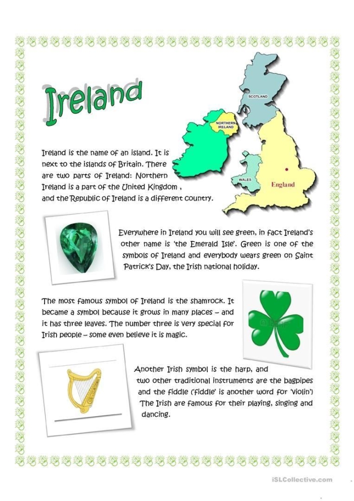 Crossword puzzle featuring St. Patrick's Day facts for educational engagement St. Patrick's Day crossword worksheet for second graders to explore history and fun facts