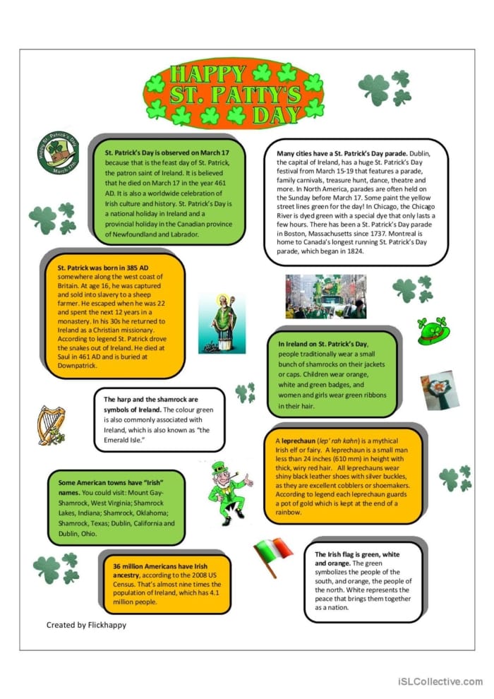 Fifth grade students completing a fun St. Patrick’s Day history and imagery reading worksheet