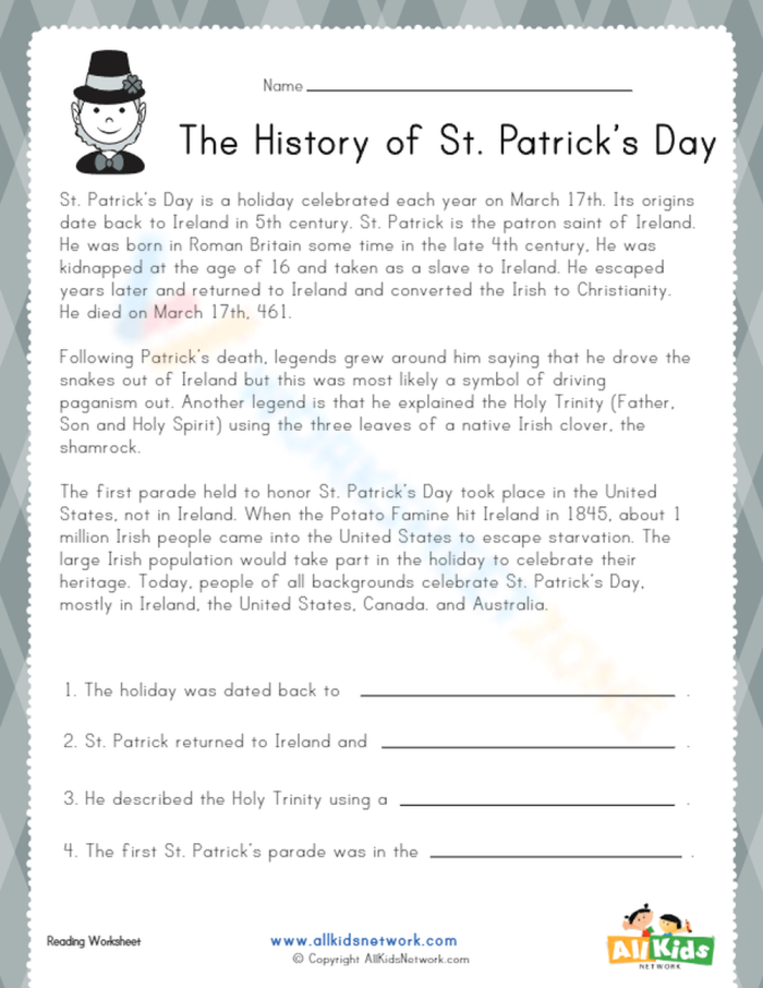 St Patricks Day History Worksheet Number Nine for Second Grade Second grade student completing a St. Patricks Day history crossword puzzle