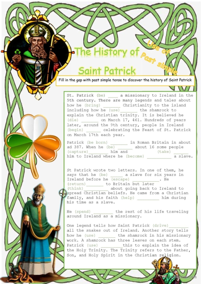 St. Patrick's Day History Worksheet Number 18 Second grade student filling out a St. Patrick's Day history crossword puzzle