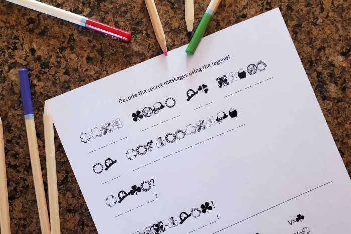 Fun worksheet featuring St. Patrick's Day jokes for first graders