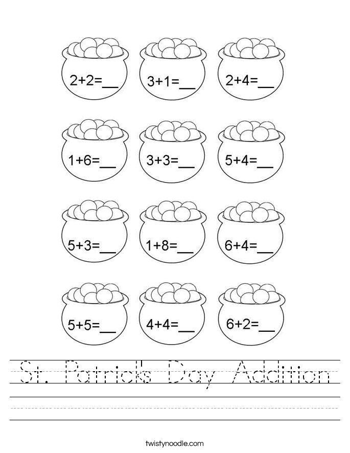 Engaging math activity for young learners celebrating St. Patrick's Day Colorful St. Patrick's Day Picture Addition worksheet featuring rainbows, shamrocks, harps, and sheep for kindergarten students