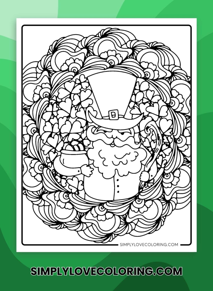 Fun St. Patrick's Day coloring page featuring a mandala design for early learners Colorful St. Patrick's Day mandala worksheet for preschoolers to color and enjoy