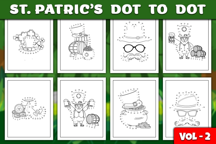 First grade students connecting numbers one through seventy-seven to complete a St. Patrick's Day dot-to-dot worksheet