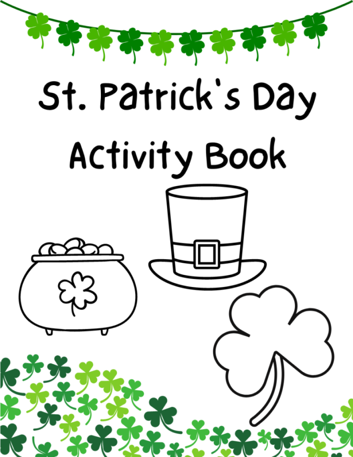 Colorful St. Patrick's Day worksheet featuring pots filled with gold coins for kids to draw