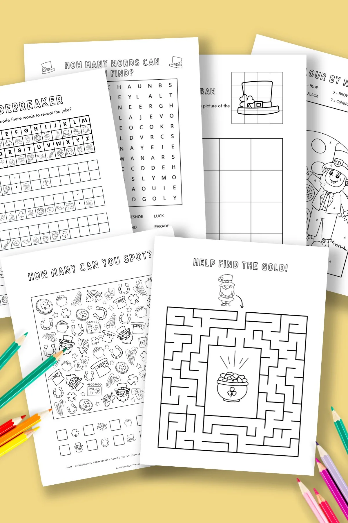 First graders enjoy a St. Patrick's Day maze activity with Irish flag coloring and jokes on worksheet page 5