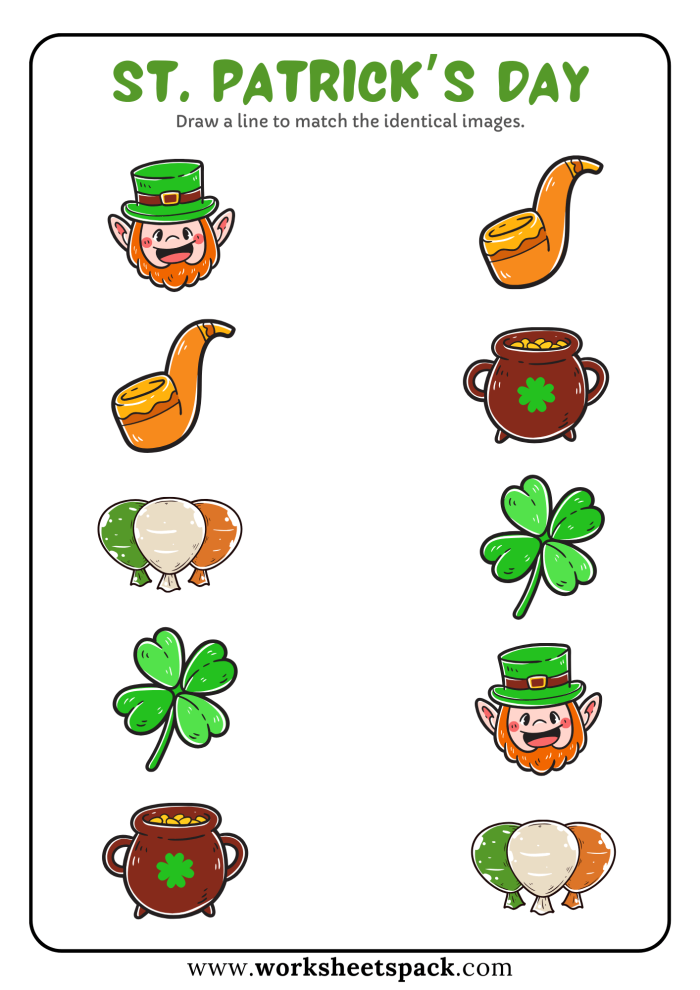 First graders navigate a St. Patrick's Day maze while discovering Irish flag coloring and festive jokes on worksheet 9