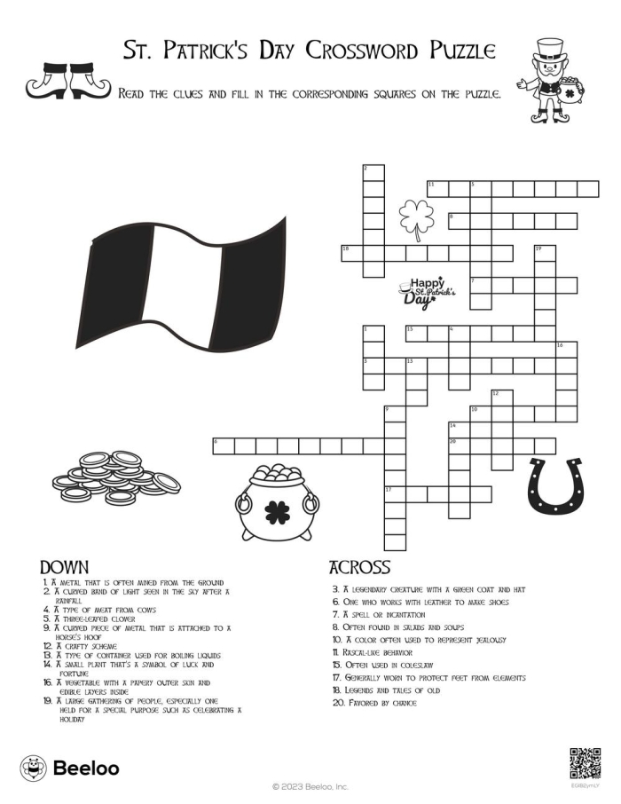 St. Patricks Day Crossword Puzzle Worksheet 11 St. Patrick's Day crossword puzzle worksheet for second grade students featuring holiday vocabulary