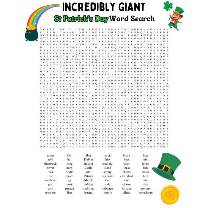 Third grade geometry students working on a festive St. Patrick's Day word search worksheet