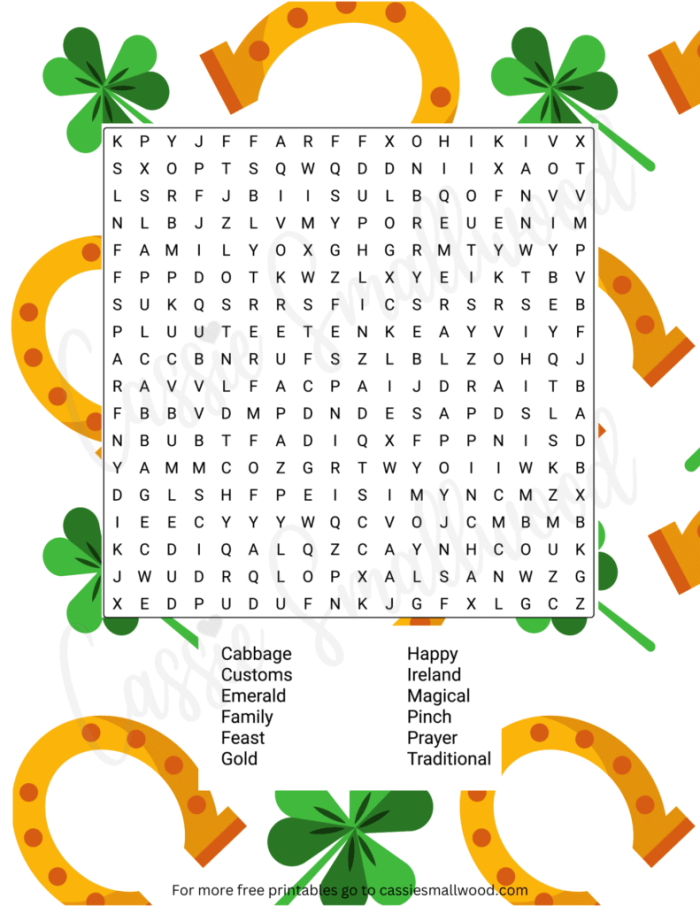 Fun and engaging St. Patrick's Word Search activity for young learners St. Patrick's Day themed word search worksheet for first graders to enhance vocabulary