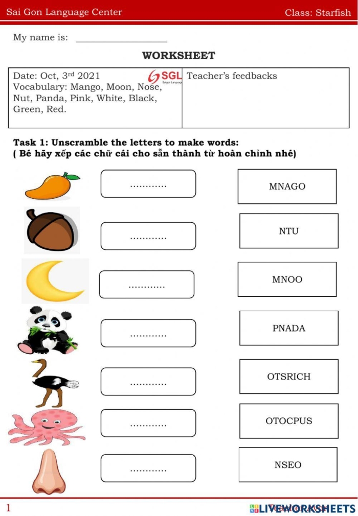 Starfish Text Features worksheet for second-grade reading comprehension