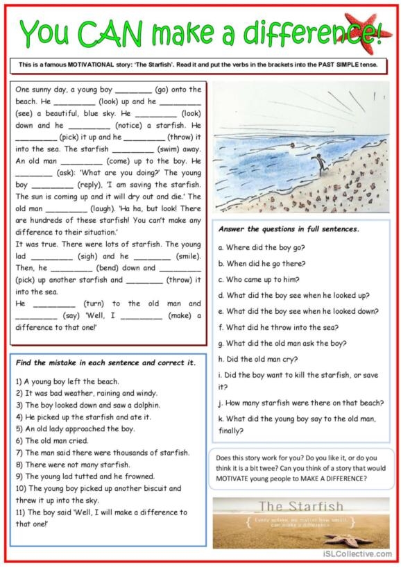 Starfish Text Features worksheet for second graders focusing on nonfiction vocabulary