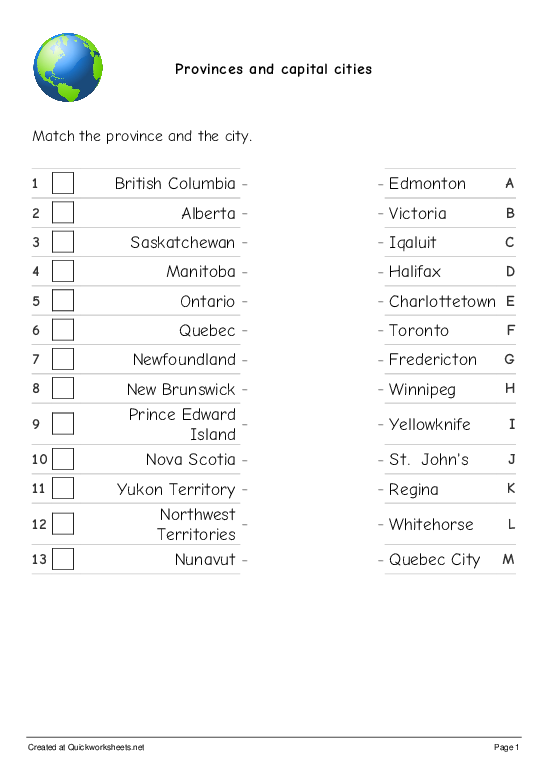Fifth grade student handwriting worksheet featuring a state and capital matching exercise