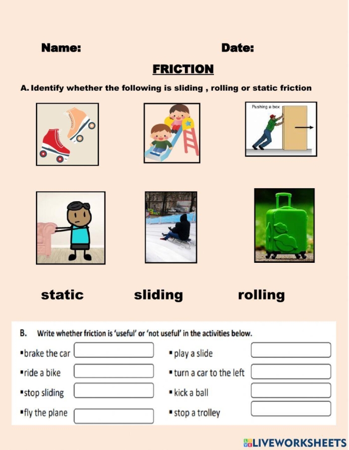 Sixth grade science worksheet demonstrating the concepts of static electricity and charging by friction 22