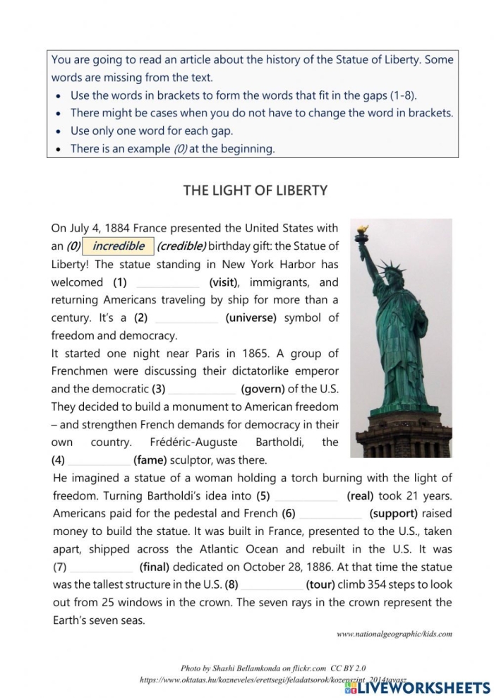 Third grade students completing a Statue of Liberty vocabulary worksheet on division concepts