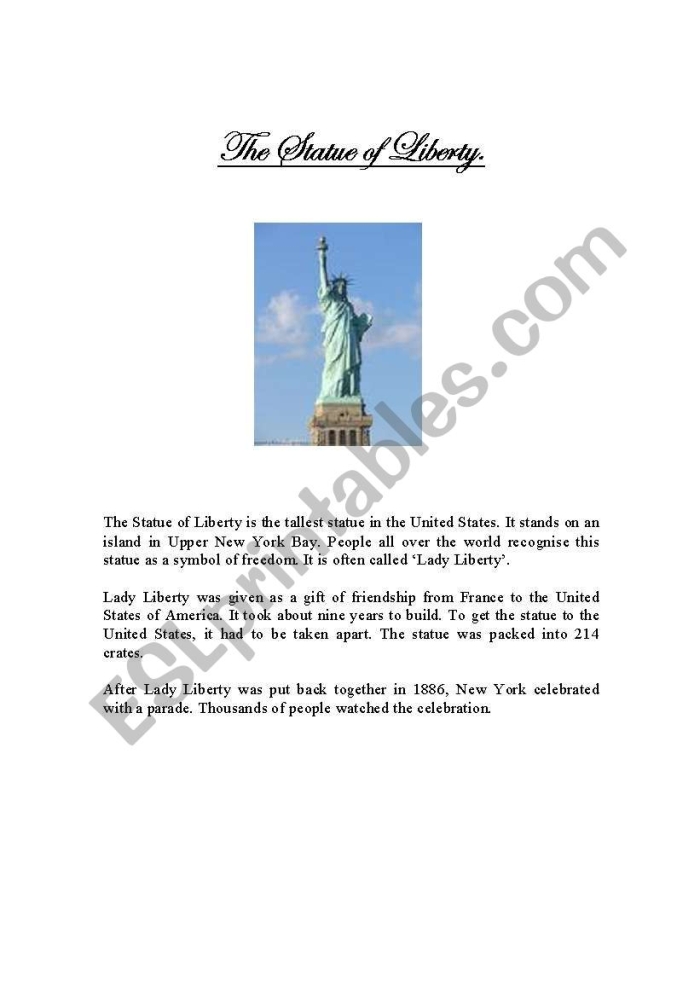 Third grade students completing a Statue of Liberty vocabulary worksheet exercise with division practice problems