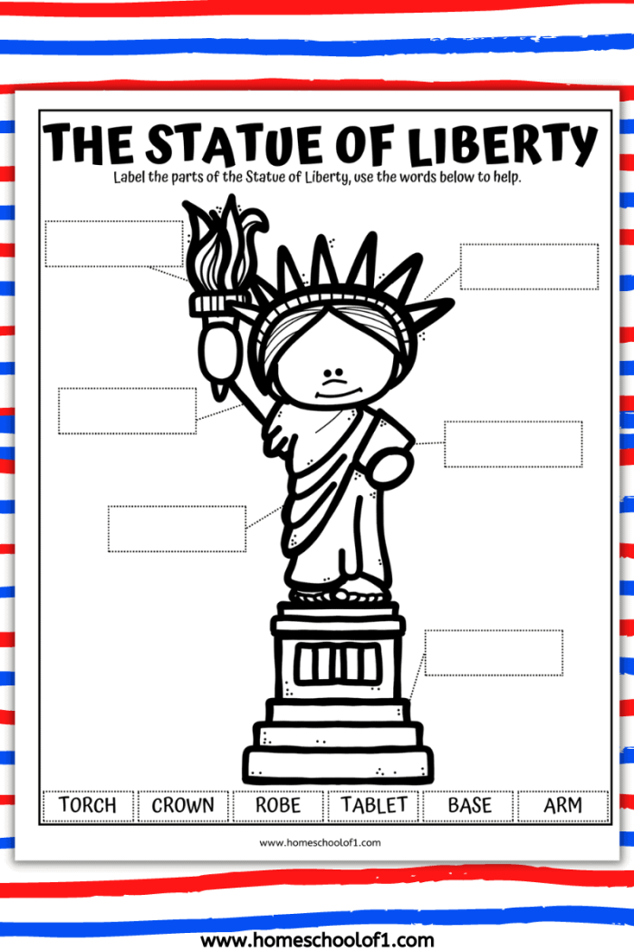 Third grade students practice new vocabulary words while learning historical facts about the Statue of Liberty