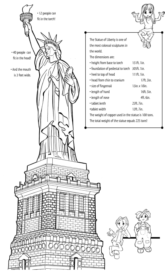 Third grade students completing a Statue of Liberty vocabulary worksheet with division practice problems and learning activities