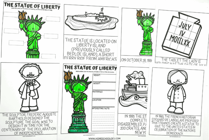 Third grade Statue of Liberty vocabulary worksheet featuring educational facts