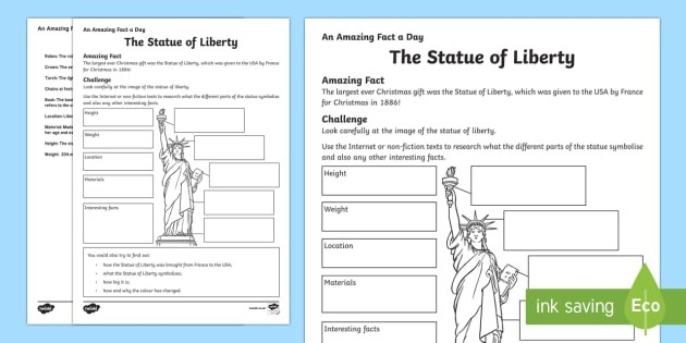 Third grade students practicing vocabulary with a Statue of Liberty worksheet