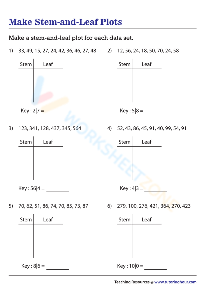 Stem and Leaf Plot Worksheet 16 Nature Math Practice Third grade math student using a stem and leaf plot worksheet about nature observations