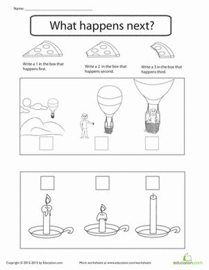 Earth and Space Science worksheet for Second Grade Cute puppy illustration with a story prompt for second graders to complete their own ending. Story Comprehension worksheet for grade 2: What Happens Next?