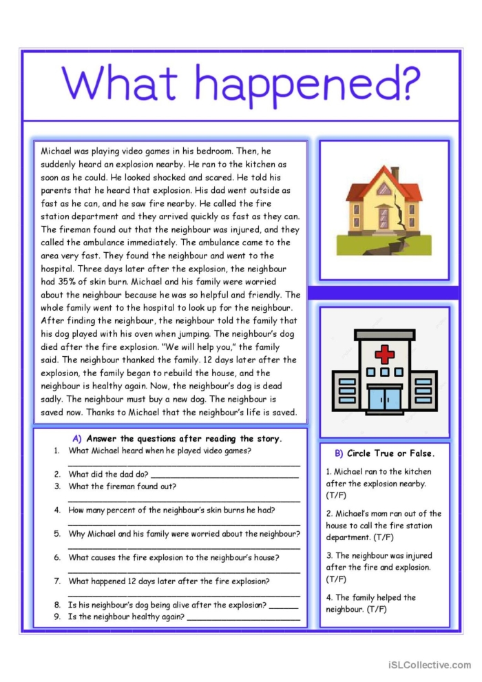 Story Comprehension What is in a Story Worksheet Number 11 A second grade student working on a story comprehension worksheet with a graphic organizer for main ideas and details