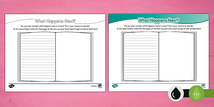 Image title: What Happens Next? worksheet for young learners in Earth and Space Science ALT text: Engaging Story Comprehension worksheet featuring a puppy story for second graders