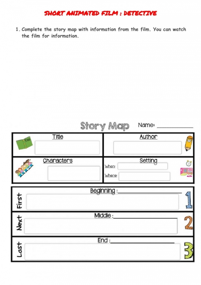 Story Elements Map Worksheet 25 for Early Literacy Retelling First grade story elements map worksheet for identifying characters setting and plot in a story