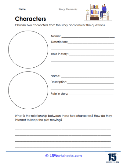 Third grade phonics worksheet for sorting story elements labeled number seventeen