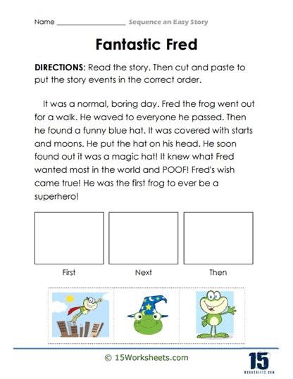 Story Order Case 1 worksheet for recalling film details in history class Worksheet for second graders to organize details from a movie about a castle adventure