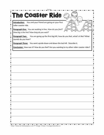 Story Rollercoaster worksheet designed for second graders to explore story elements and plot questions. Engaging template for young readers to analyze who, what, where, why, and how in their storytelling.