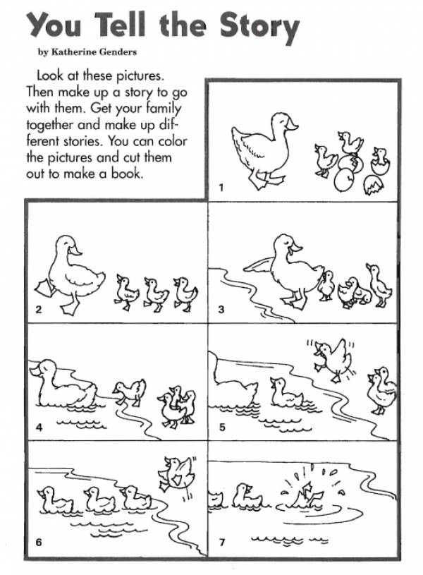 Children engaged in a story sequencing activity with Selena's Bicycle worksheet