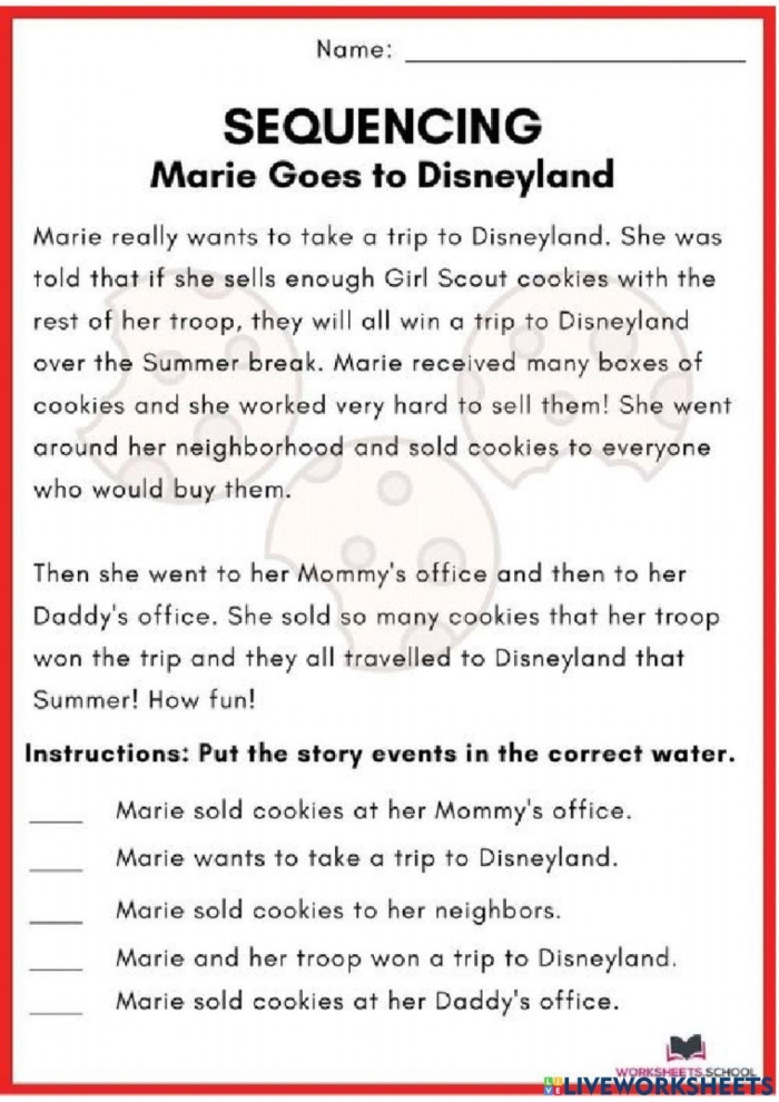 Children engaging with the Story Sequencing worksheet featuring Selena's Bicycle