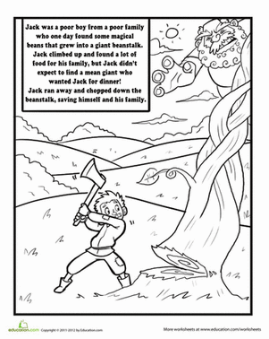 Jack and the Beanstalk story sequence worksheet for kindergarten students to organize images. Help Jack fix his jumbled story with this fun activity for young readers.