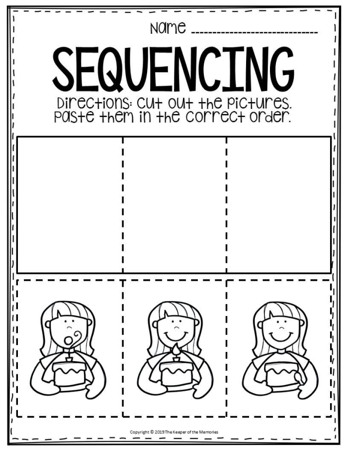 Story sequencing worksheet designed for first-grade geometry students to enhance reading comprehension skills
