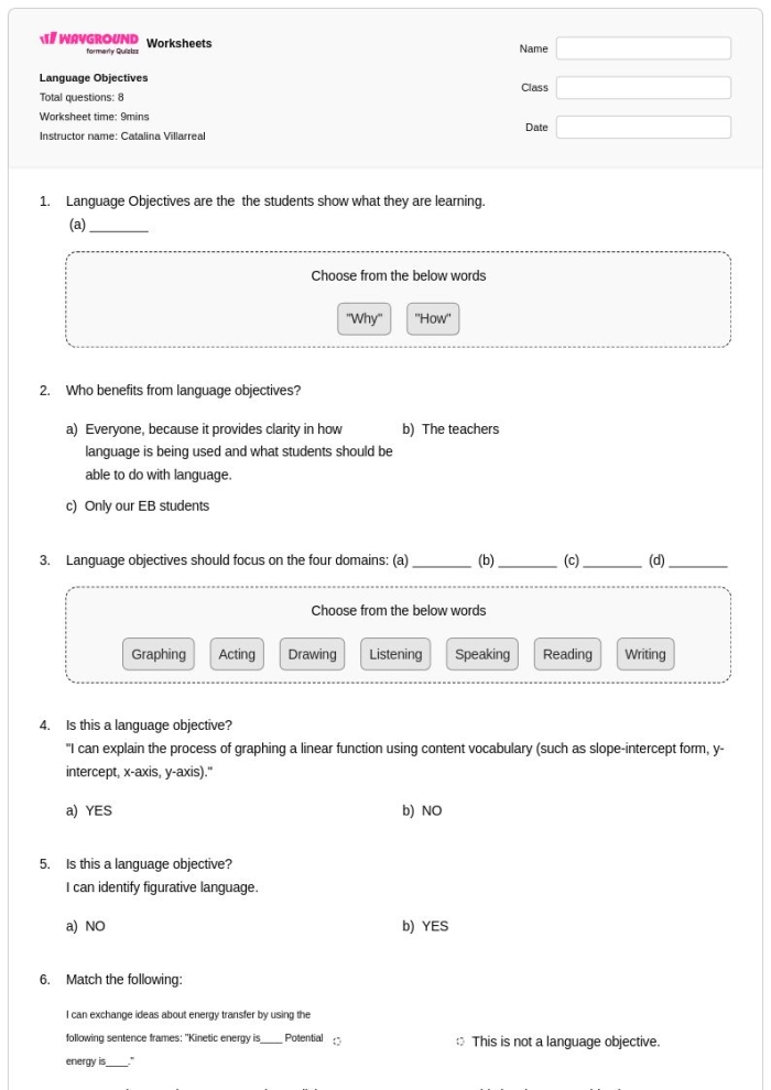 Printable guide for creating student-facing language objectives in phonics instruction