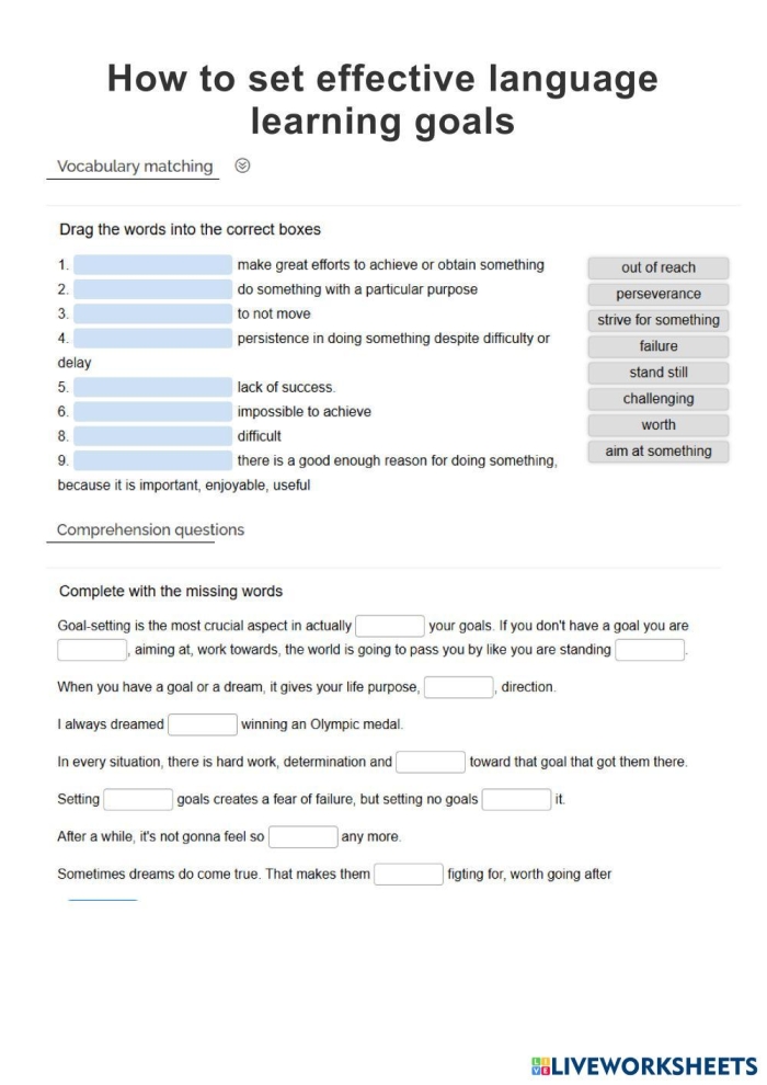 Worksheet for crafting student-centered language objectives in phonics