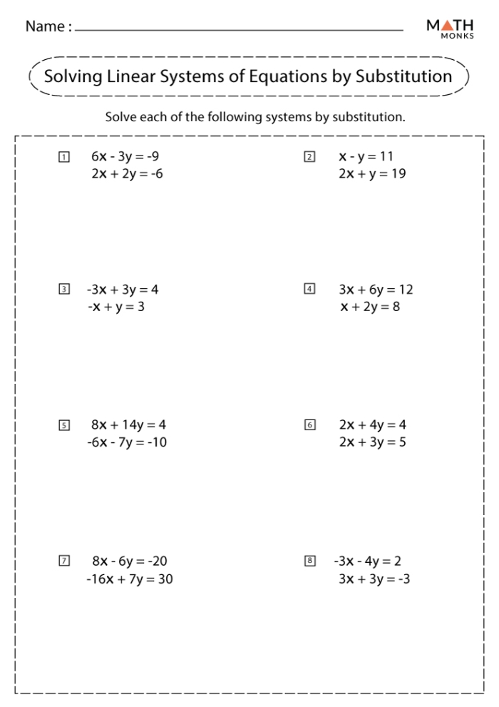 Eighth Grade Algebra: Systems of Linear Equations Word Problems Practice Activity Two students working together to solve algebra equations on a worksheet with pencils and notebooks