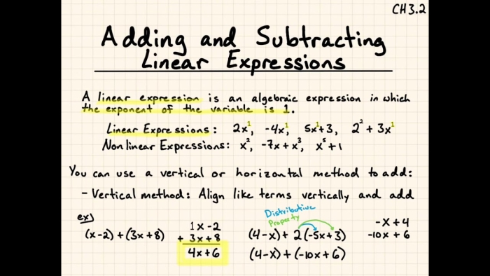 Worksheet 22: Practice subtracting linear expressions with properties of operations Subtract Linear Expressions worksheet for seventh-grade algebra practice