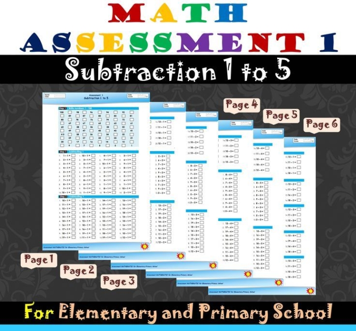 Subtract One Assessment Worksheet 21 for Preschool Math Practice Pre-K students practice subtracting one from groups of colorful objects in this assessment worksheet activity